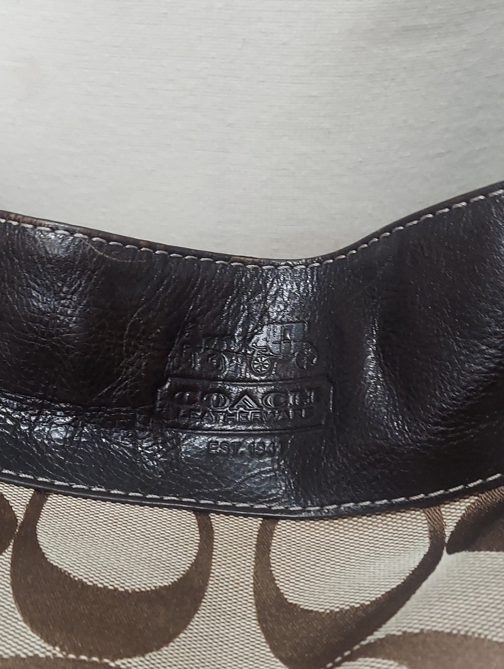 Coach Zoe Signature Jacquard & Leather Zip Shoulder Bag Vintage Y2K No. F12674 - Picture 3 of 8